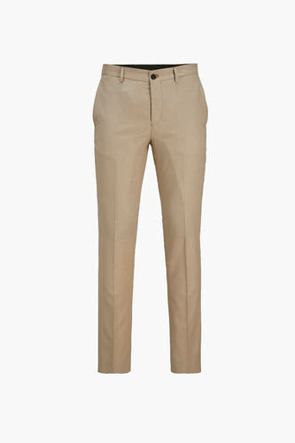 Pantalon de costume beige de PREMIUM by JACK & JONES, avec une subtile texture et une coupe classique.