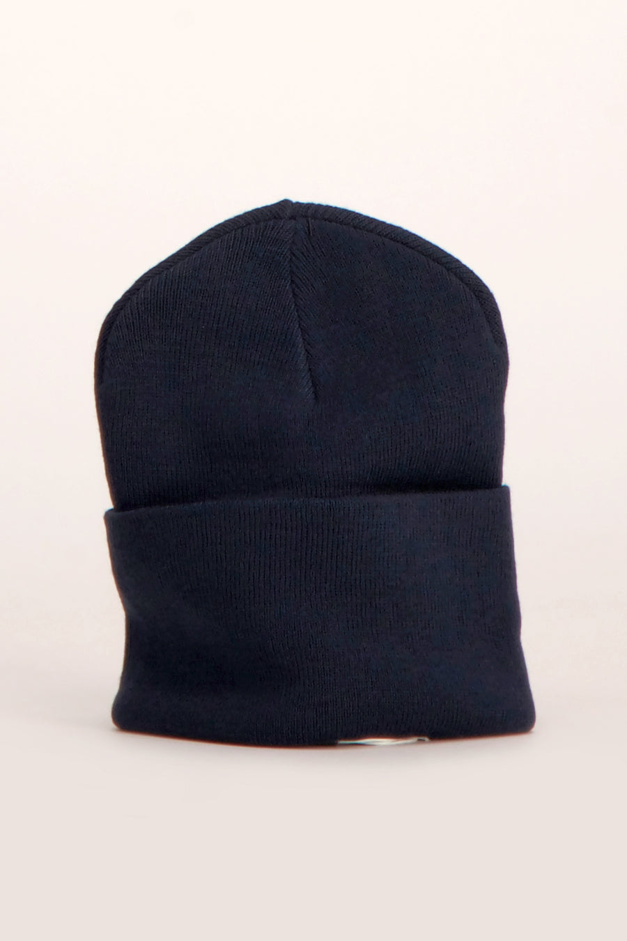 Casquette bleue d'ACCESSORIES BY JACK & JONES, avec un bord replié et une texture finement tricotée.