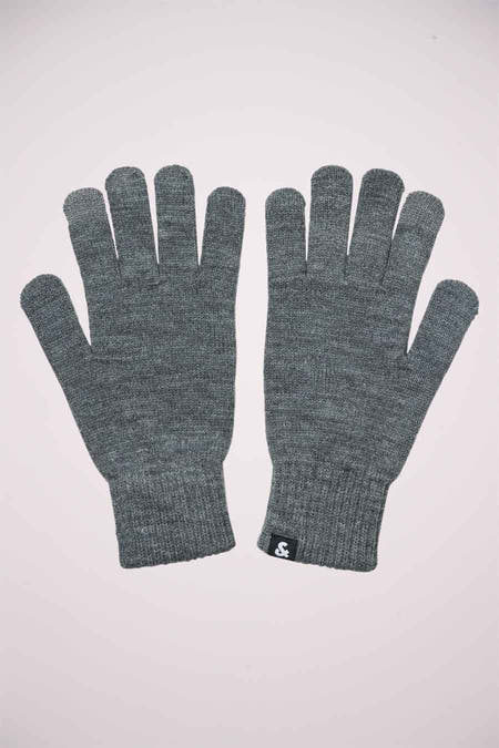 Gants gris ACCESS ACCESSORIES JACK & & JONES, avec un uniss et man manchettes côtelées.