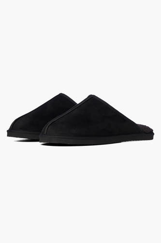 Chaussons noirs d'ACCESSORIES BY JACK & JONES, avec une doublure douce et une semelle plate.