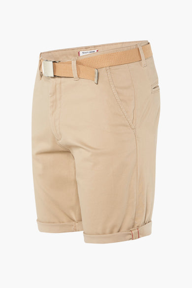Short beige de JACK & JONES JEANS INTELLIGENCE avec ceinture et revers.