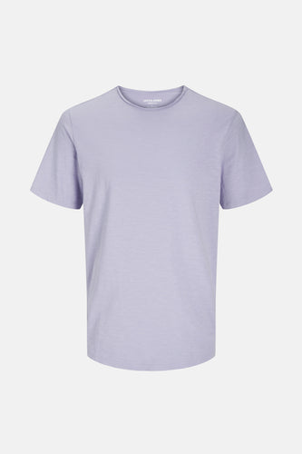 Paars T-shirt met korte mouwen van CORE by JACK & JONES, met een gladde effen textuur op een witte achtergrond.