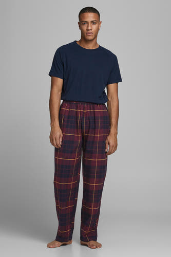 Pantalon de pyjama Bordeaux d'ACCESSORIES BY JACK & JONES, avec un motif à carreaux et une ceinture élastique.