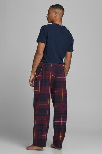 Pantalon de pyjama Bordeaux d'ACCESSORIES BY JACK & JONES, avec un motif à carreaux en rouge, bleu marine et jaune.