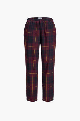 Pantalon de pyjama Bordeaux d'ACCESSORIES BY JACK & JONES, avec un motif à carreaux en rouge, bleu marine et or.