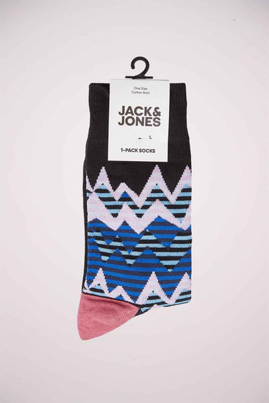 Chaussettes multicolores d'ACCESSORIES BY JACK & JONES avec un motif zigzag et une pointe rose.