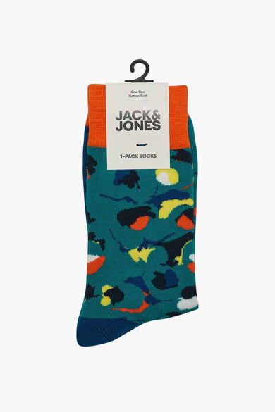 Chaussettes bleues d'ACCESSORIES BY JACK & JONES, avec un motif de diverses couleurs.