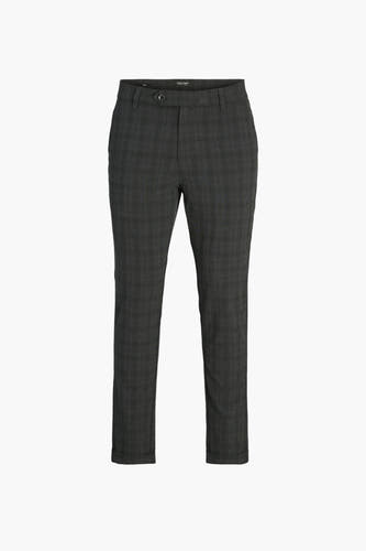 Pantalon brun de JACK & JONES JEANS INTELLIGENCE, avec un motif à carreaux et une subtile surpiqure aux basques.