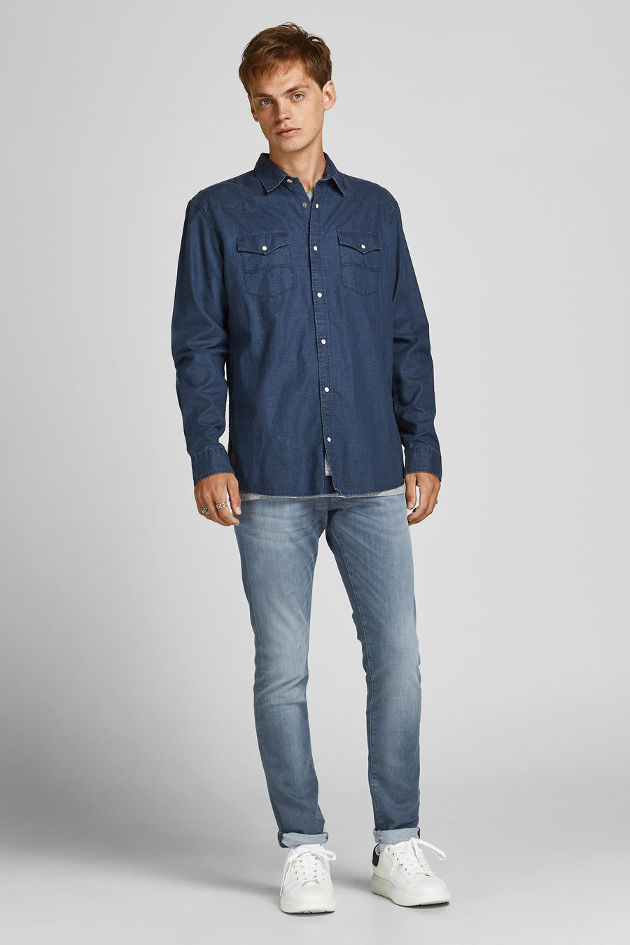Jean slim - denim gris moyen