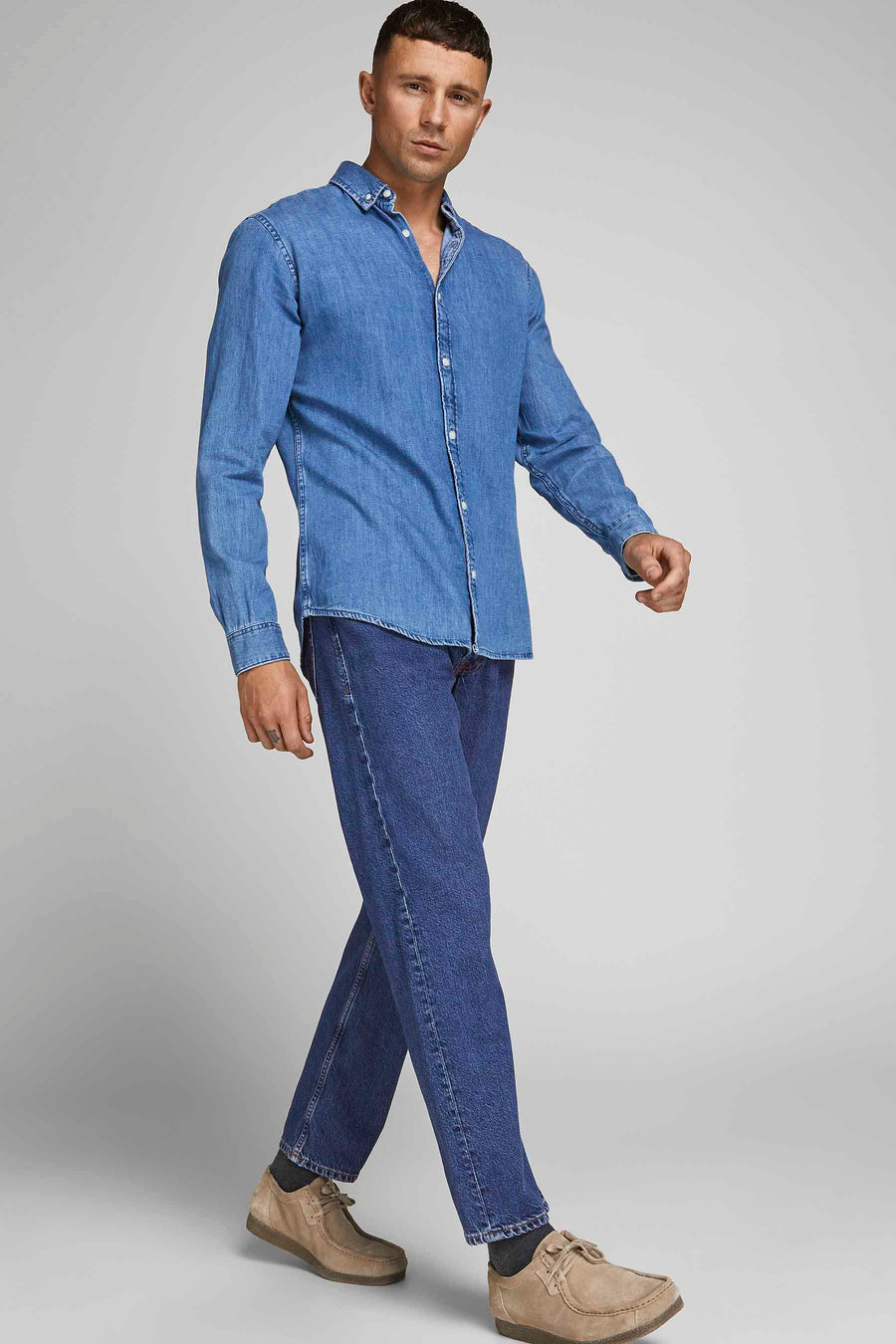 Jean &agrave; coupe carrot - bleu - JACK & JONES JEANS INTELLIGENCE