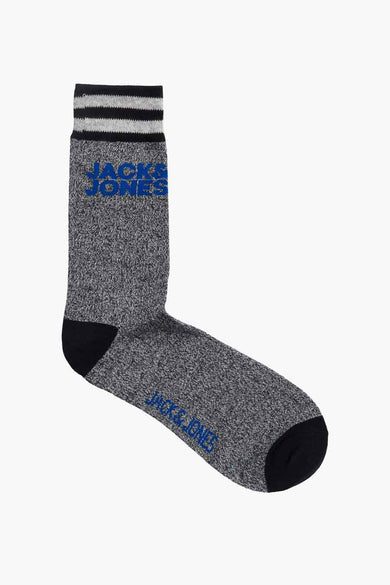 Chaussettes grises d'ACCESSORIES BY JACK & JONES, avec des détails rayés et une pointe noire.