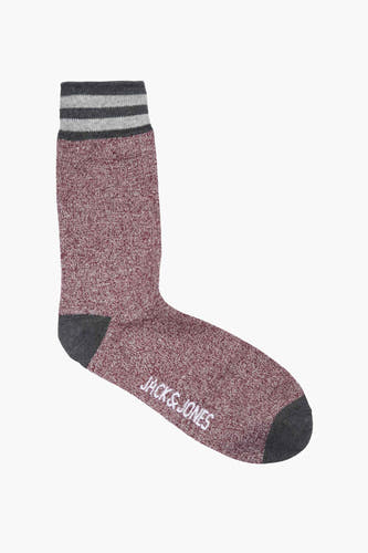 Chaussettes rouges d'ACCESSORIES BY JACK & JONES, avec un motif tacheté et des détails gris.