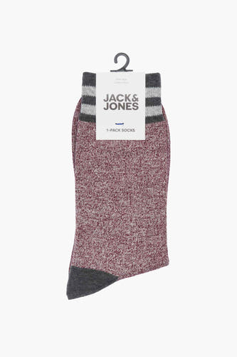 Rode sokken van ACCESSORIES BY JACK & JONES, met een gemêleerd patroon en grijze details.