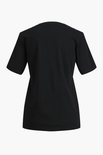 T-shirt noir de JJXX, tissu uni avec des manches courtes et un col rond, dos.
