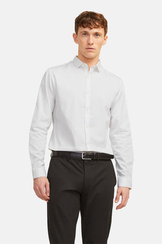 Chemise blanche à manches longues de PREMIUM by JACK & JONES, design simple avec col et boutons.