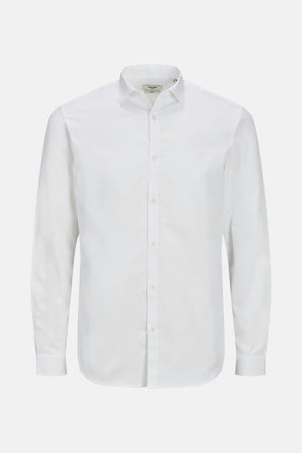 Chemise blanche à manches longues de PREMIUM by JACK & JONES, avec colletage et col classique.