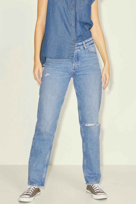 Jean &agrave; coupe droite - bleu