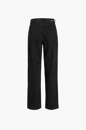 Zwarte jeans van achteren gezien.
