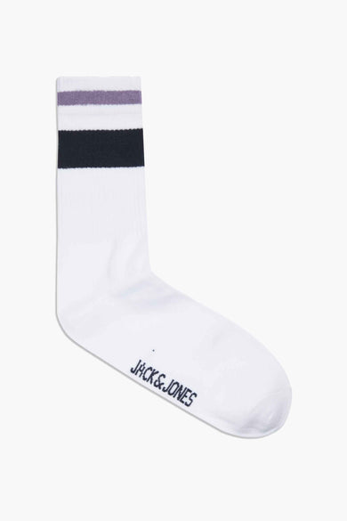 Witte sokken van ACCESSORIES BY JACK & JONES met een gestreepte afwerking aan de bovenkant.