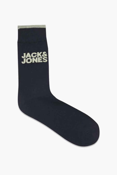 Chaussettes bleues d'ACCESSORIES BY JACK & JONES, avec le logo sur la tige et un dessus rayé.