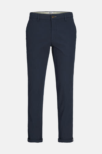 Jean chino bleu de JACK & JONES JEANS INTELLIGENCE, avec une couleur unie et des poches de pantalon repliées.