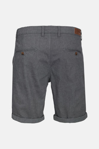 Grijze denim short van JACK & JONES JEANS INTELLIGENCE, met omgeslagen pijpen en bruine knopen, gezien vanaf de achterkant.
