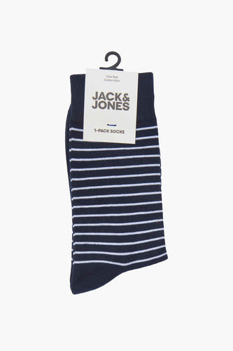 Blauwe sokken van ACCESSORIES BY JACK & JONES, met een gestreept patroon.

