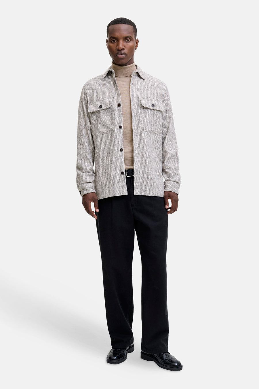 Pull col roulé beige - PREMIUM by JACK & JONES