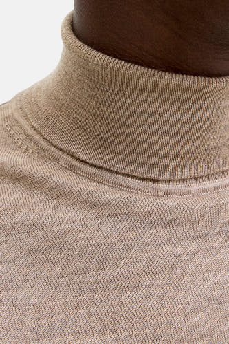 Pull col roulé beige - PREMIUM by JACK & JONES