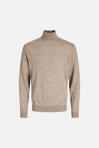 Pull col roulé beige - PREMIUM by JACK & JONES