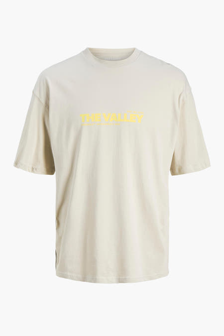 T-shirt jaune d'ORIGINALS BY JACK & JONES avec un imprimé sur le dos.