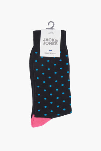 Chaussettes noires d'ACCESSORIES BY JACK & JONES avec des taches bleues et une pointe rose.