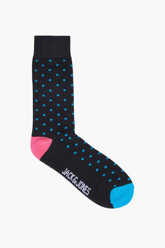 Chaussettes noires d'ACCESSORIES BY JACK & JONES avec des points bleus et des accents roses et bleus.