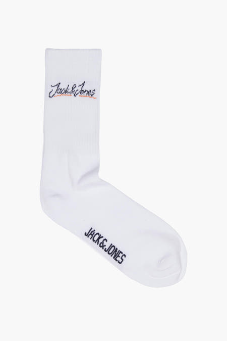 Chaussettes blanches d'ACCESSORIES BY JACK & JONES, avec un logo brodé marine et orange.
