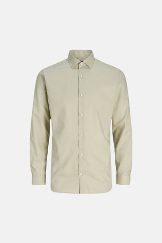 Chemise verte à manches longues de PREMIUM by JACK & JONES, avec col boutonné et coupe droite.
