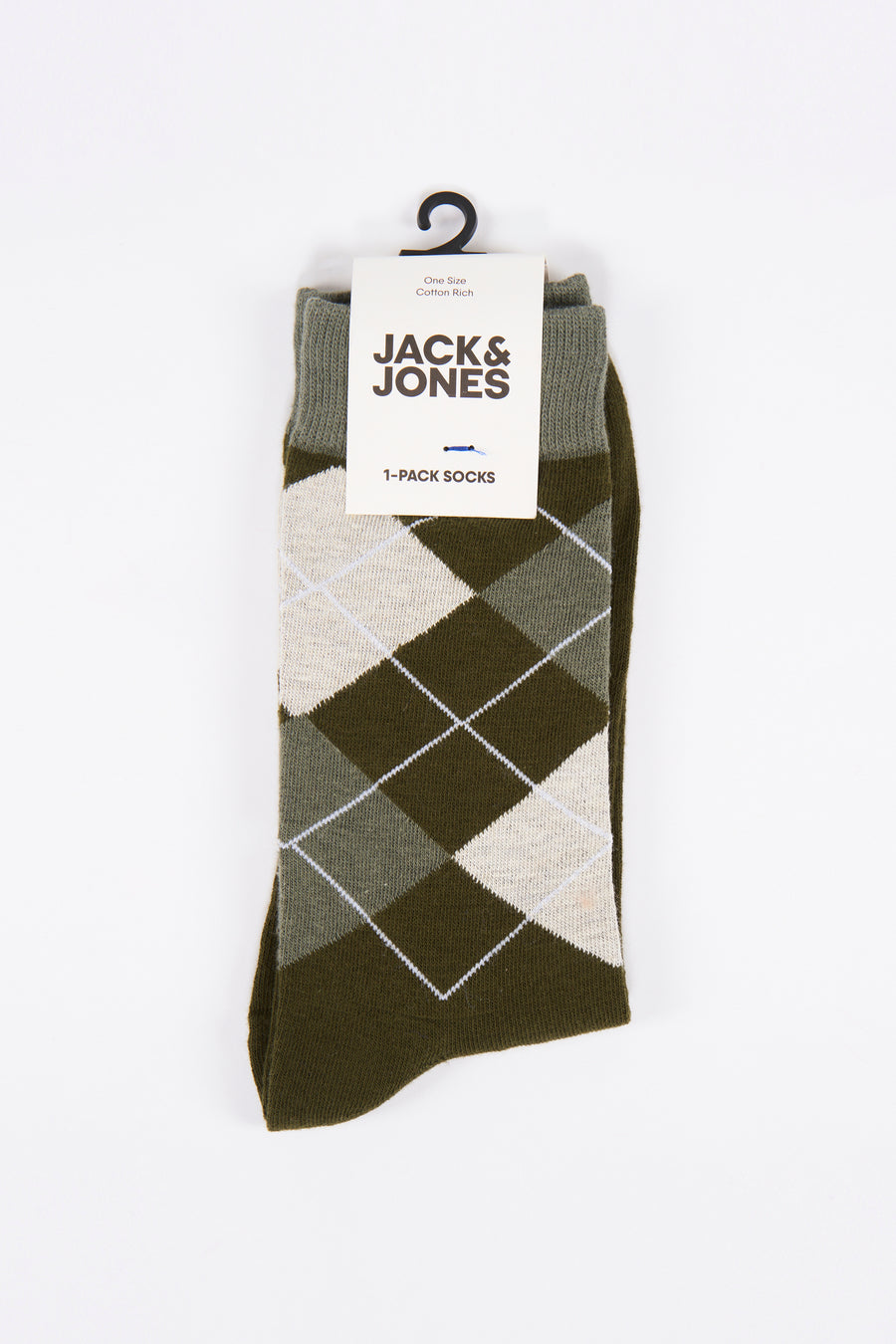 Chaussettes en coton vert de JACK & & JONESONES un motif motif motif arg et et bord bord bord bord bordéeséesées.