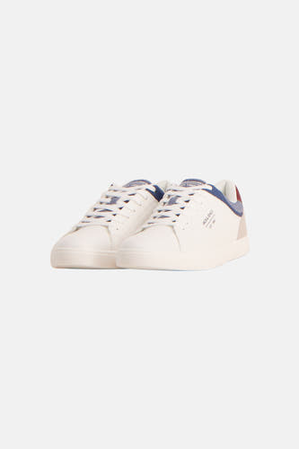Witte sneakers van ACCESSORIES BY JACK & JONES met blauwe en bordeaux details.