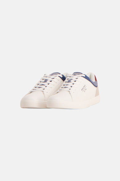 Witte sneakers van ACCESSORIES BY JACK & JONES met blauwe en bordeaux details.