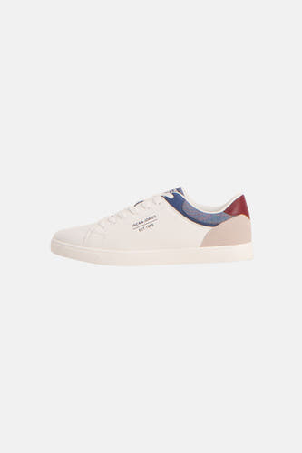 Witte sneakers van ACCESSORIES BY JACK & JONES, met suède accenten en een blokjespatroon aan de binnenkant.