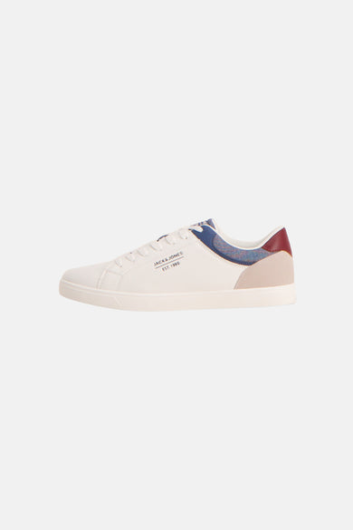 Witte sneakers van ACCESSORIES BY JACK & JONES, met suède accenten en een blokjespatroon aan de binnenkant.