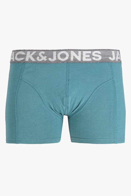 Boxers bleus de ACCESSORIES BY JACK & JONES avec bande logo blanche et coupe confortable, vue de face