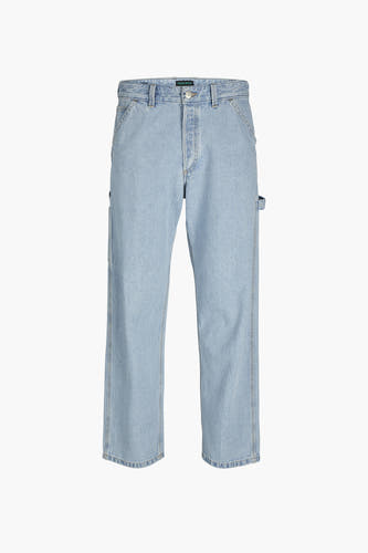 Jean en denim bleu clair large de JACK & JONES JEANS INTELLIGENCE, avec des poches à outils et des surpiqures.