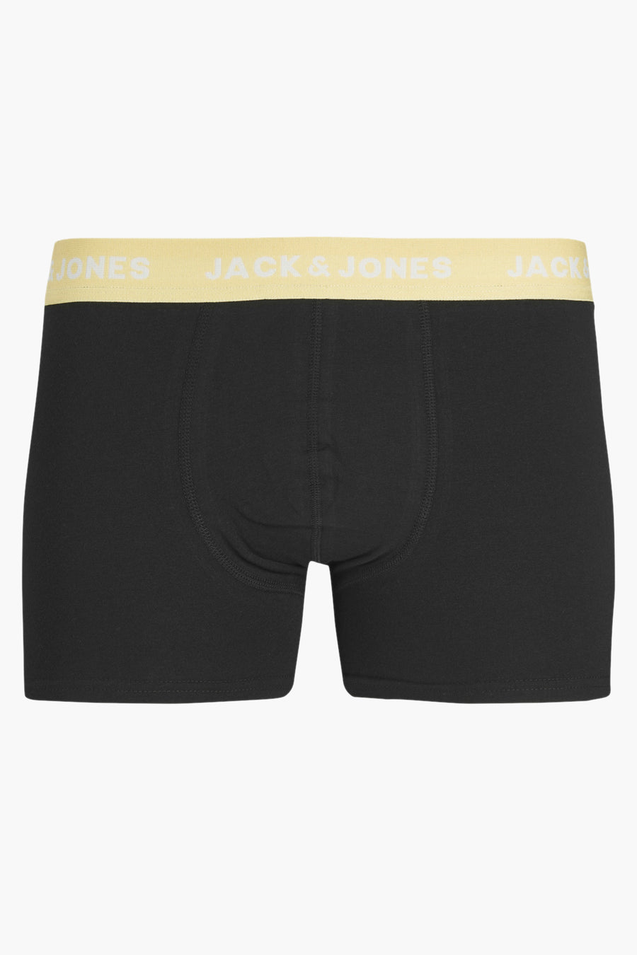 Zwarte Jack & Jones herenboxershorts met gele tailleband.