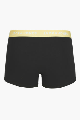 Zwarte boxershort met gele tailleband met "Jack & Jones" logo.