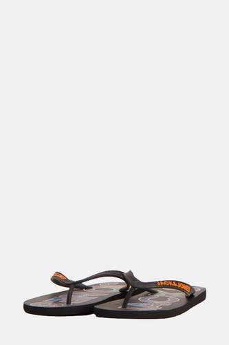 Chaussons noirs d'ACCESSORIES BY JACK & JONES avec une impression graphique.