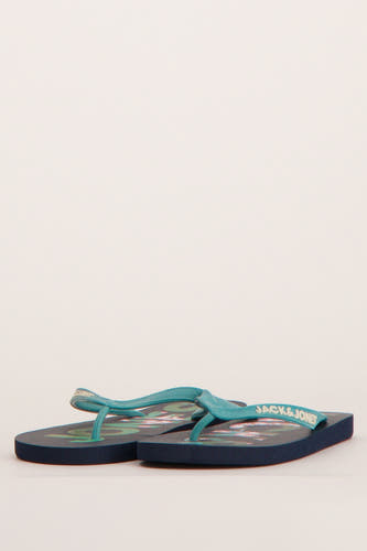 Chaussons bleus d'ACCESSORIES BY JACK & JONES, avec un motif frappant et des lacets turquoise.