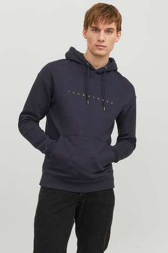 Pull-over bleu avec capuche d'ORIGINALS par JACK & JONES, à longues manches et poche kangourou.