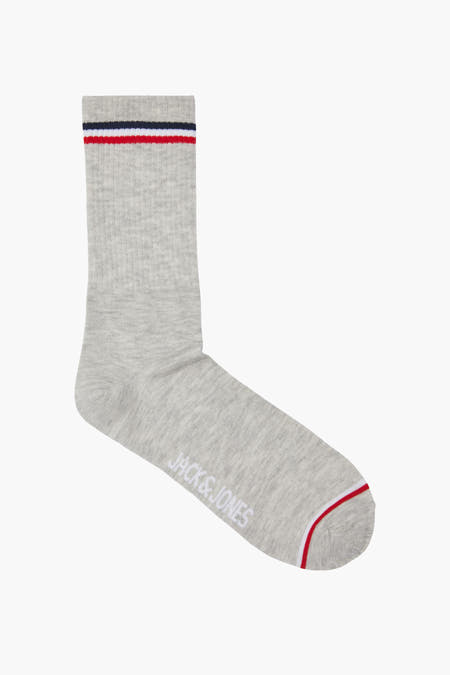 Chaussettes grises d'ACCESSORIES BY JACK & JONES, avec un détail rayé en haut, en pack d'un seul.