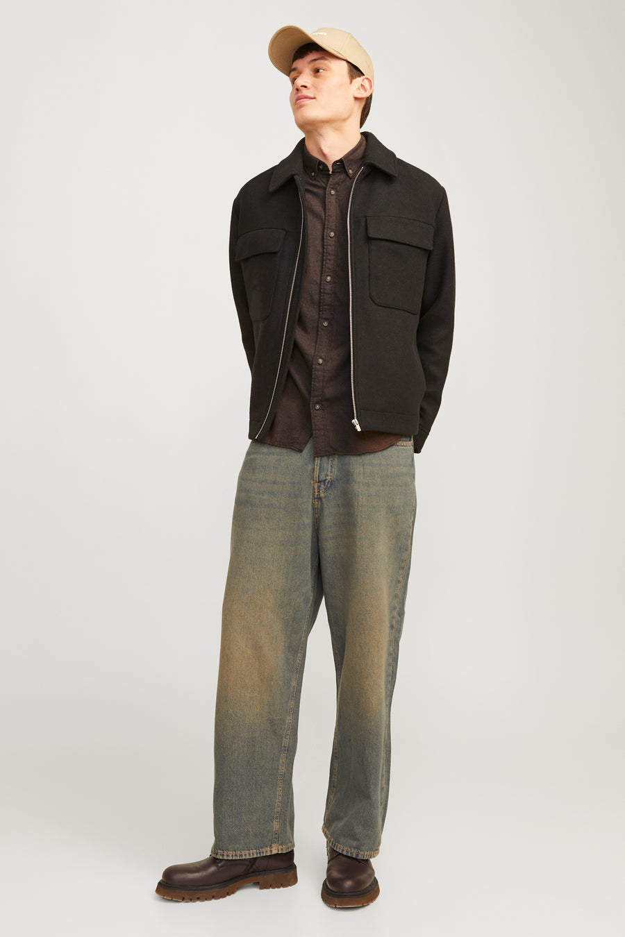 Chemise à manches longues - brun - ORIGINALS BY JACK & JONES
