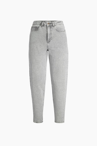 Grijze mom jeans van denim.